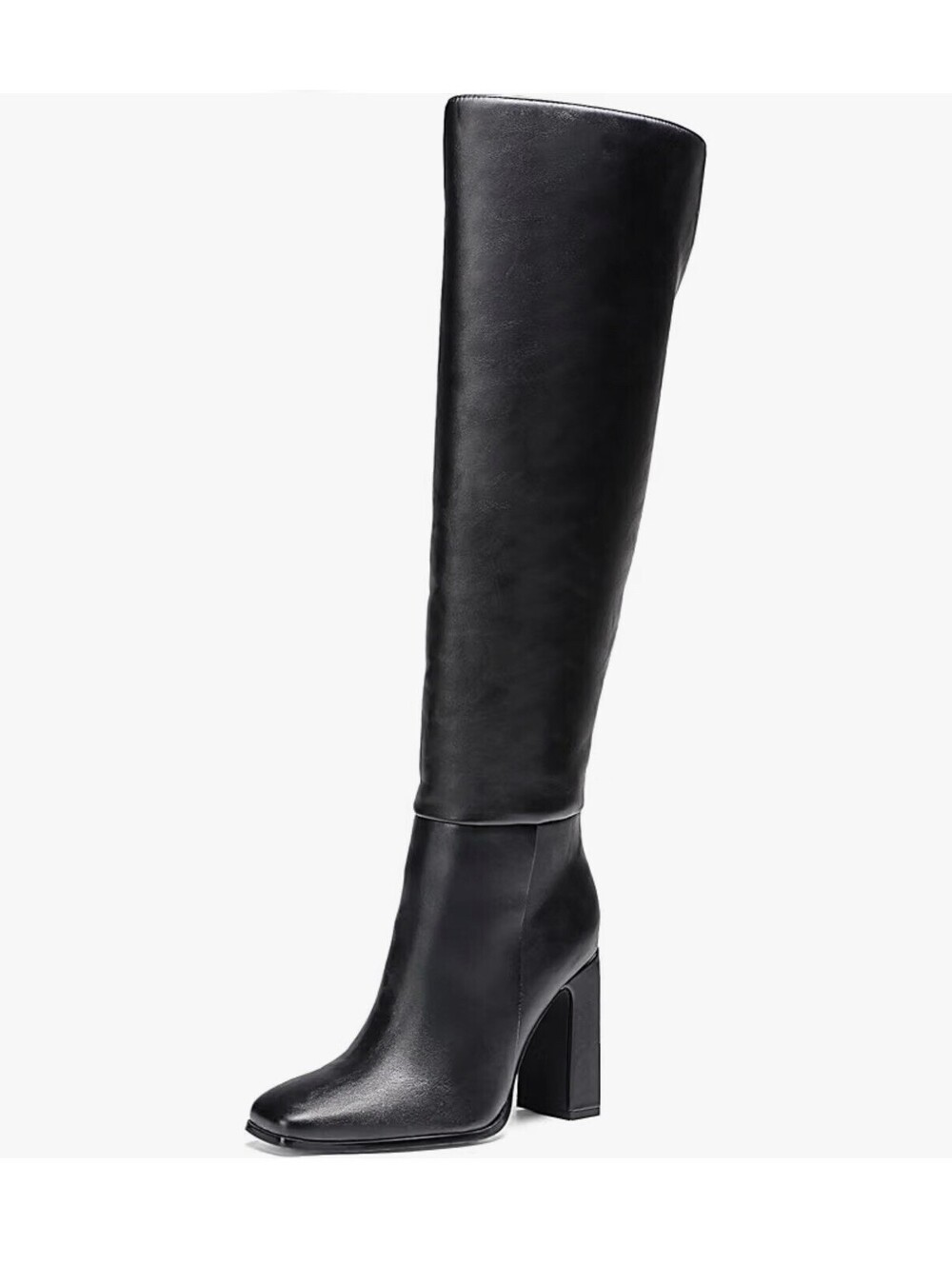 JustFab Womens Knee High Boots Faux Leather Black Riding Boots Size 8